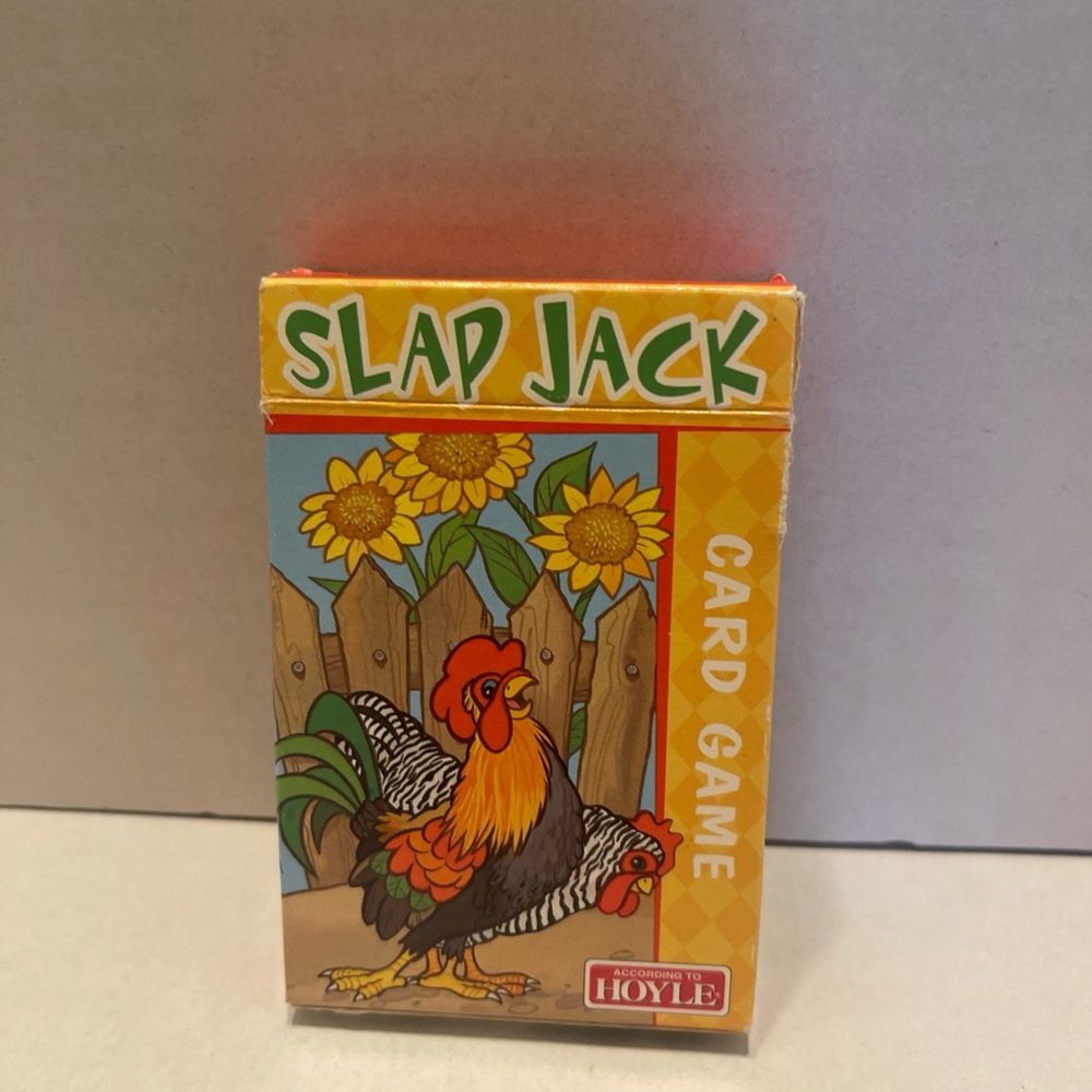 Slap Jack Card Game with chicken & sunflowers on box- Yellow and Red